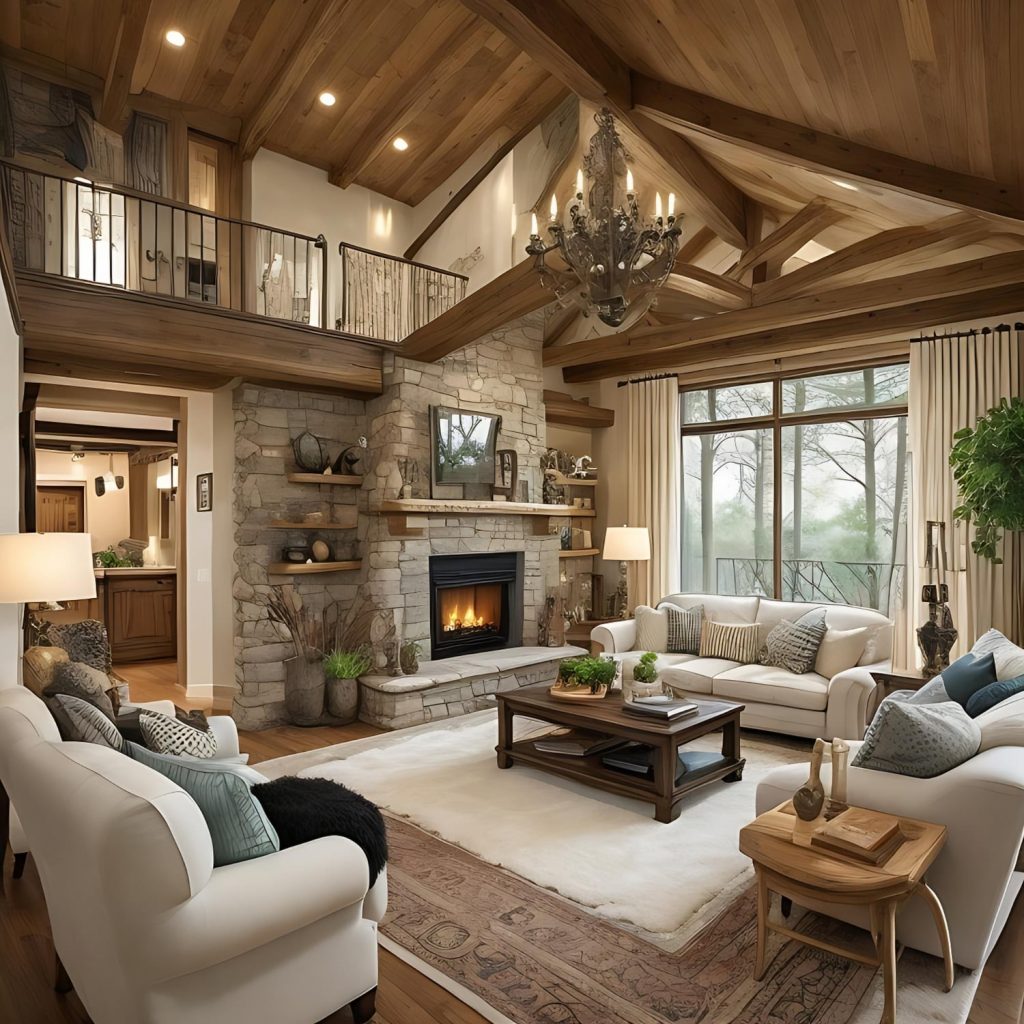 house with wooden cieling and cozy interior